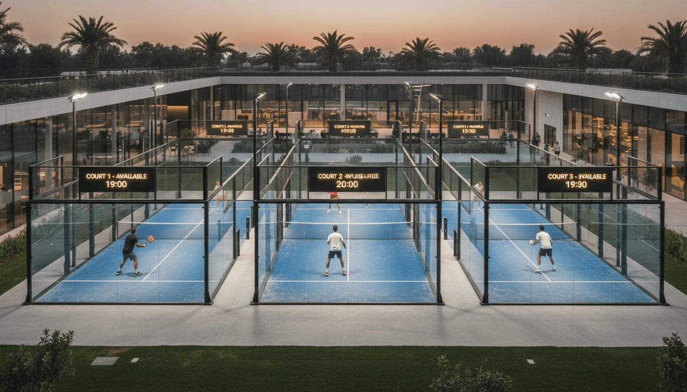 Vue panoramique du Parking du Pool House et des installations environnantes à Les Sorinières